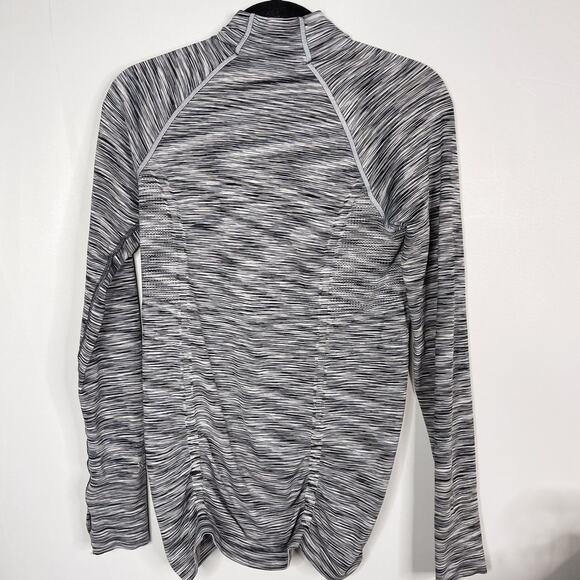 Athleta Medium M Gray Spacedye Fastest Track Asymmetrical 1/4 Zip Running Top - Picture 7 of 13